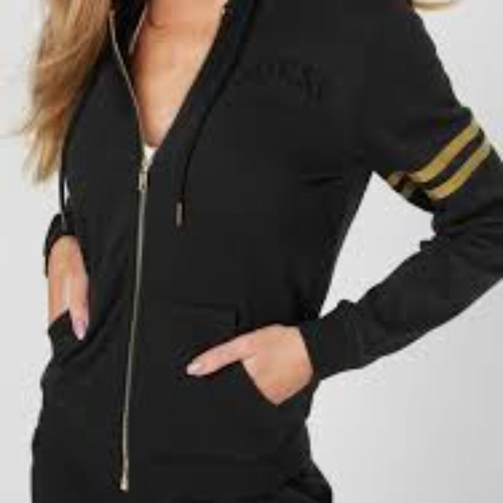 Guess Black and Gold Zip Hoodie